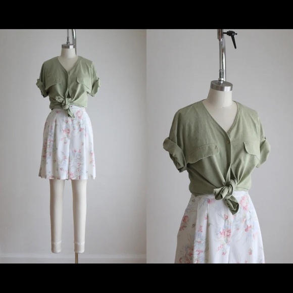 Vintage Tops - Raw silk safari shirt